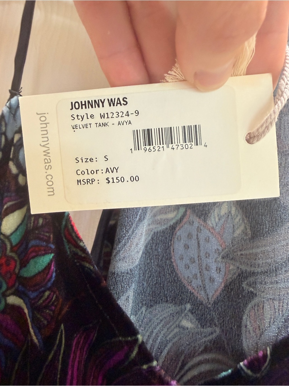 Johnny Was Floral Velvet Silk Cami Top - Black S - Picture 4 of 9